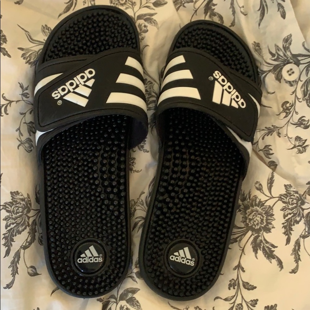 Adidas black water slides, never worn